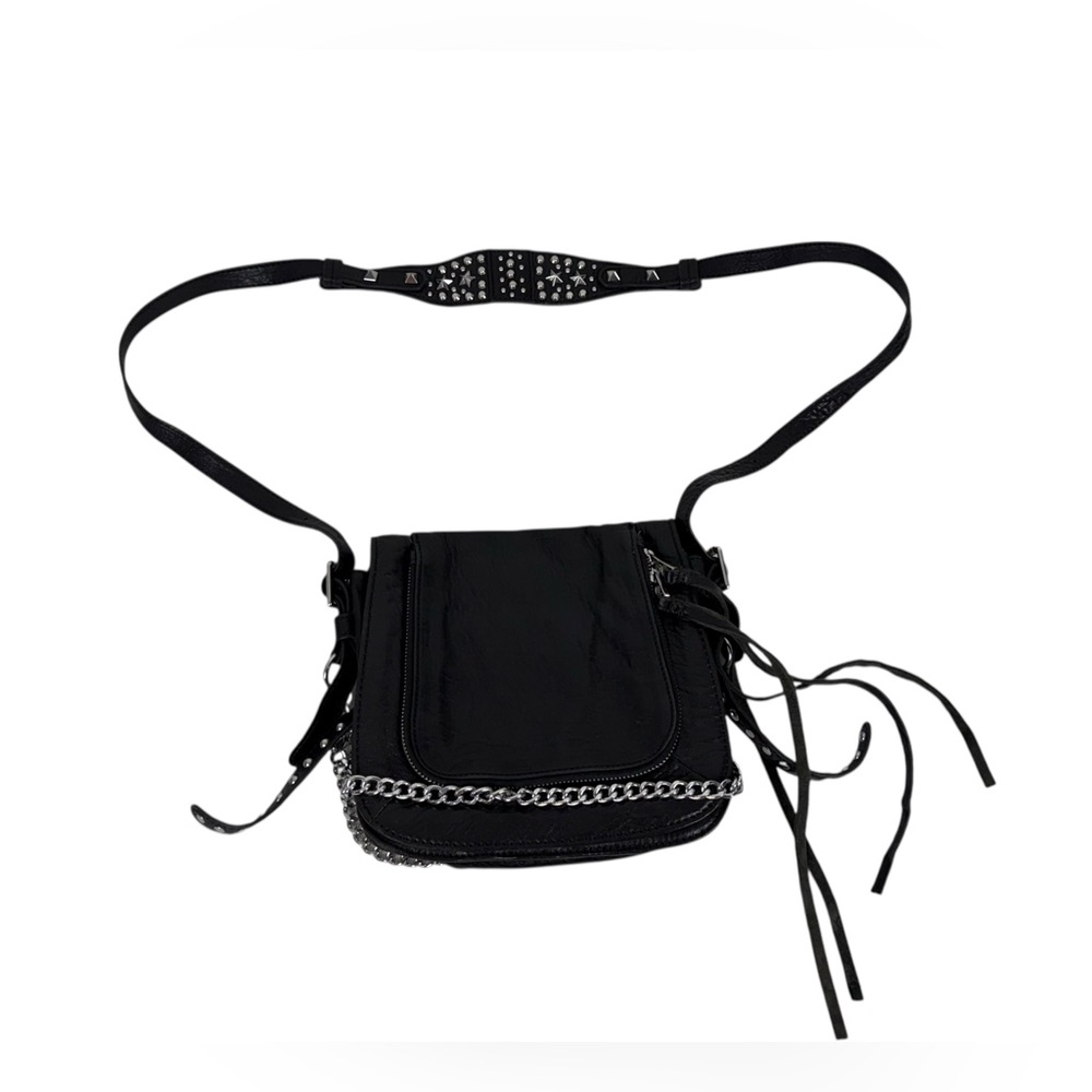 ASH Leather Bag Shoulder Black Pockets Crossbody Chain Punk Handbag Purse Women